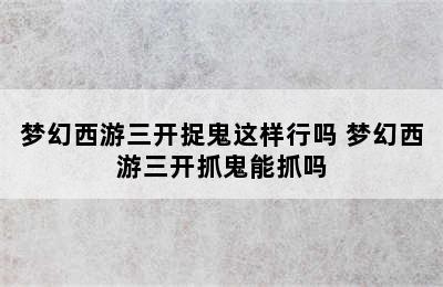 梦幻西游三开捉鬼这样行吗 梦幻西游三开抓鬼能抓吗